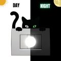 Unique Glow In The Dark Cat Sticker For Switch Board Art With Glowing Eyes | Glow In The Dark Sricker For Girls And Boys And Kids Room | Glow In Dark Prank Halloween Sticker | Horror Cat With Glowing Eyes Wall Sticker For Bedroom. 
