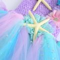 Girls Pastel Ariel Mermaid Tutu Dress Under the Sea Theme Birthday Party Costume with Flower Headband Ocean Flower Dresses 1-12Y. 