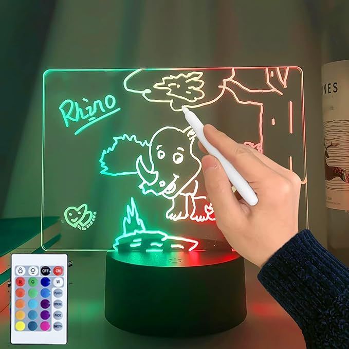 3D Desk Lamp DIY Handwritten Message Board Night Light, Changing Illusion Night Light Smart Touch Switch LED Lighting Creative Gift Toys Decorations