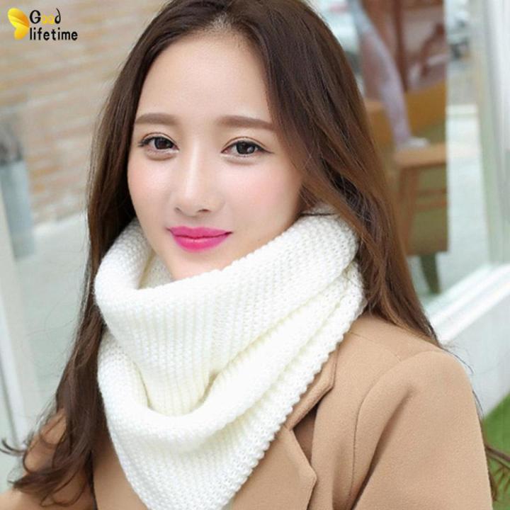 Women Lady Scarf Scarves Neckerchief Knitting Keep Warm Loops Winter Soft Solid Color(Red Int: One size)（available）