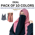 Luxury Pack Of 10 Premium Chiffon Half Niqab Patti - Soft, Breathable Georgette Tie-Back Hijabs For Women & Girls | Lightweight, Comfortable & Elegant Coverage - Pack Of 10 Pcs - Pack Of 10 Knot Niqab Patti. 