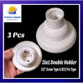 Pack of 3 Fancy Decorative Ceiling Lamp Base Fancy Wall Bulb Holder 2 in 1 (B22 & E27). 