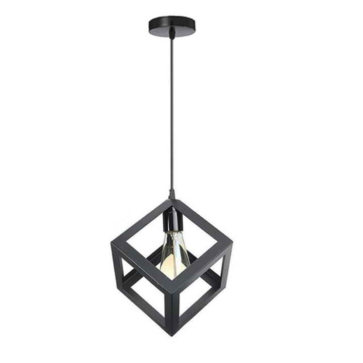 1 Pack Square Matte Black Pendant Light Fixtures Over Kitchen Island, Hanging Ceiling Lights, E26/E27 Medium Base, Bulbs not Included.