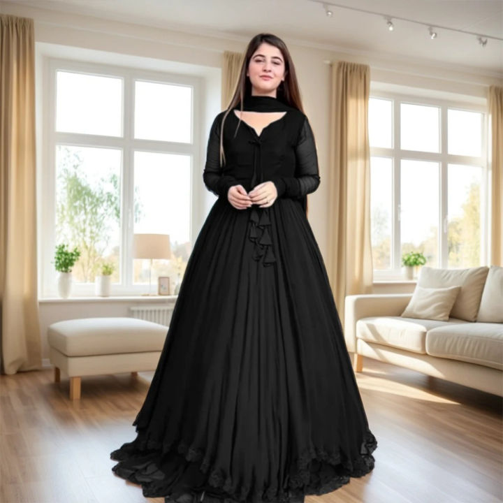 Stylish Long Frock for Women - Fancy Flair 3-Piece Party Wear, One Size