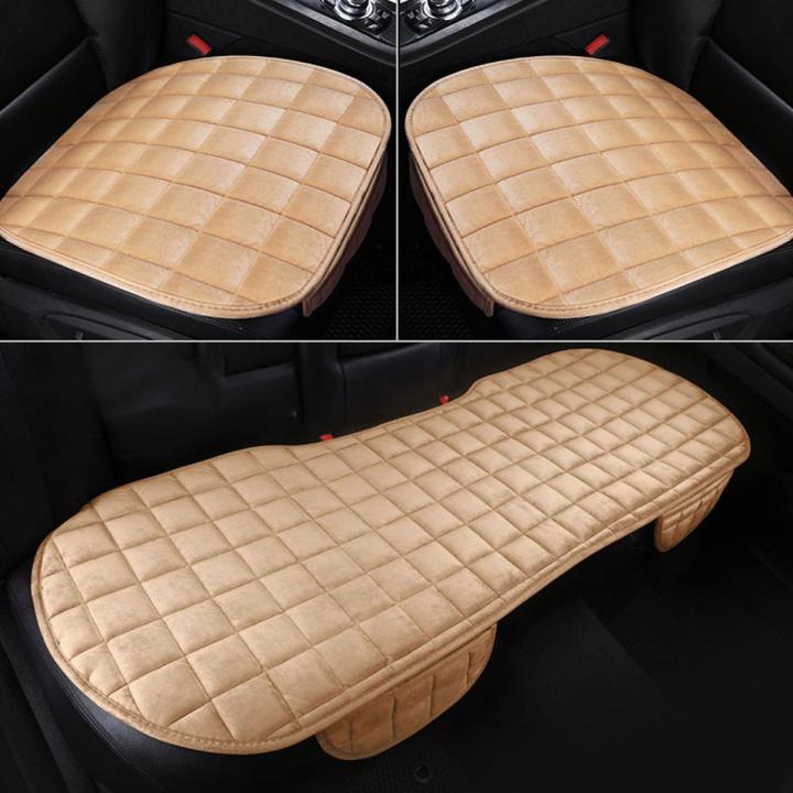 Plush Fabric Car Seat Cover Front Rear Cushion Breathable Protector Mat Pad Auto Accessories Universal Size