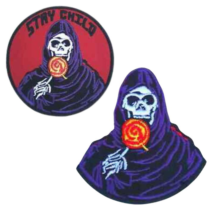 Stay Child Skull Lollipop Embroidery Iron On Patch Sew on Badge For Bag Cap Applique t shirt