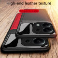 Biruiqu For Redmi Note 13 Pro 4G Hybrid Soft TPU Leather Tempered Glass Shockproof Case Cover. 