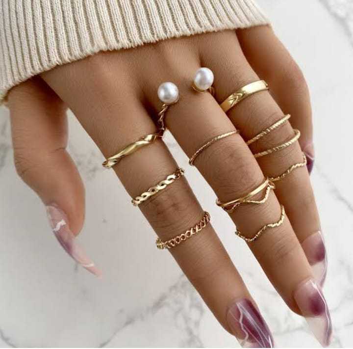 Elegant Pack of Rings For Girls Full Hand Rings For Girls Different Designs Soomas Jewels Rings Set