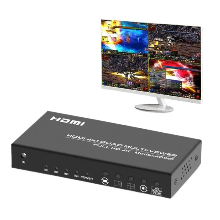 HDMI%204x1%20Multi-viewer%20switcher%204K%20Seamless%20Quad%20Screen%20Multi%20Viewer%20Splitter%204%20in%201%20out%20HDMI%20Switch%20Adapter%20IR%20-%20Image%202