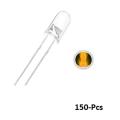 Pack of 150 – 5mm LED Yellow Color Transparent Water Clear Yellow LED 3.0-3.2V. 