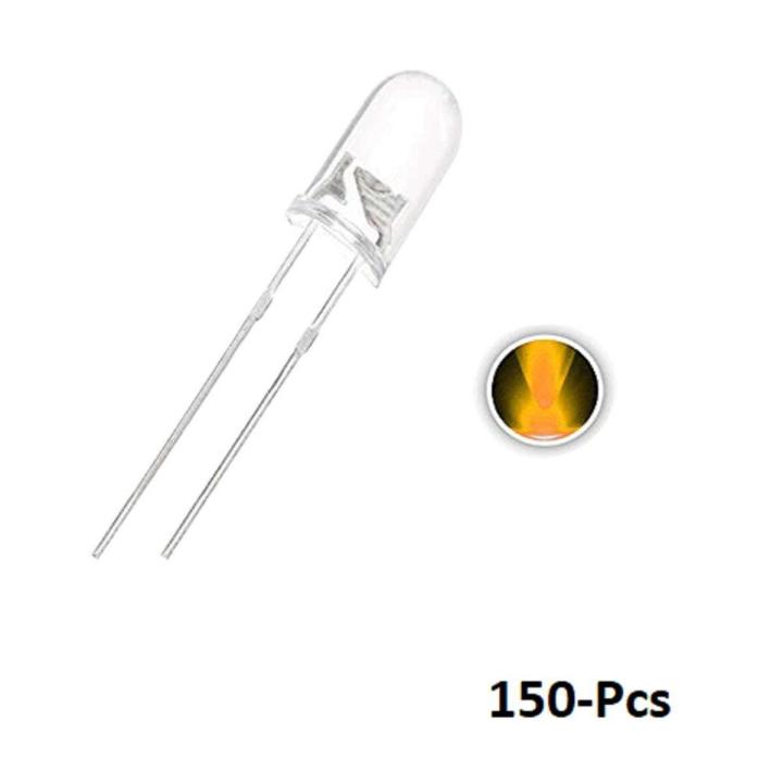 Pack of 150 – 5mm LED Yellow Color Transparent Water Clear Yellow LED 3.0-3.2V