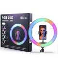 RGB LED Ring Light with Mobile Phone Holder 26cm (10 inch)– Adjustable Soft Light for Selfie, TikTok, YouTube, Makeup & Live Streaming. 