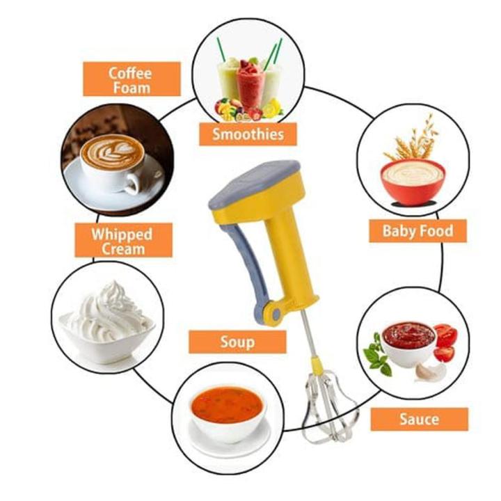 Semi Mixer Egg Beater Manual Self Turning Stainless Steel Whisk Hand Blender Egg Cream, Easy flow blender 5x faster