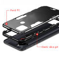 Biruiqu For Realme C12 Soft TPU+Hard PC Black Panther Shockproof Slim Protective Case Cover with Kickstand. 