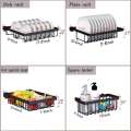 Over The Sink Dish Drying Rack - Adjustable Dish Drainer Shelf - Countertop Space Saver Display Stand Tableware Drainer. 
