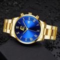 【DATA FROG Global MALL】Mens Gold Stainless Steel Watches Luxury Minimalist Quartz Wrist Watch Men Calendar Watch Watch Watch Homewer. 