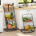 2-3 Tier Metal Kitchen Rack Multi-Purpose Storage Organizer Basket for Fruits, Vegetables, and Kitchen Essentials, Sturdy Iron Stand with Inclined Design, Space-Saving, Anti-Rust. 