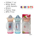 8211 Fish 220ml 7oz Baby Glass Feeders Bottle Wide Neck Teat Imported With Cover Baby Glass Feeder Bottle for Kids. 