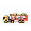 Double Decked Transport Truck Trailer Toy with 4 Cars For Kids ,Car Carrier Long Toy Truck - Friction Powered Loader for Kids. 