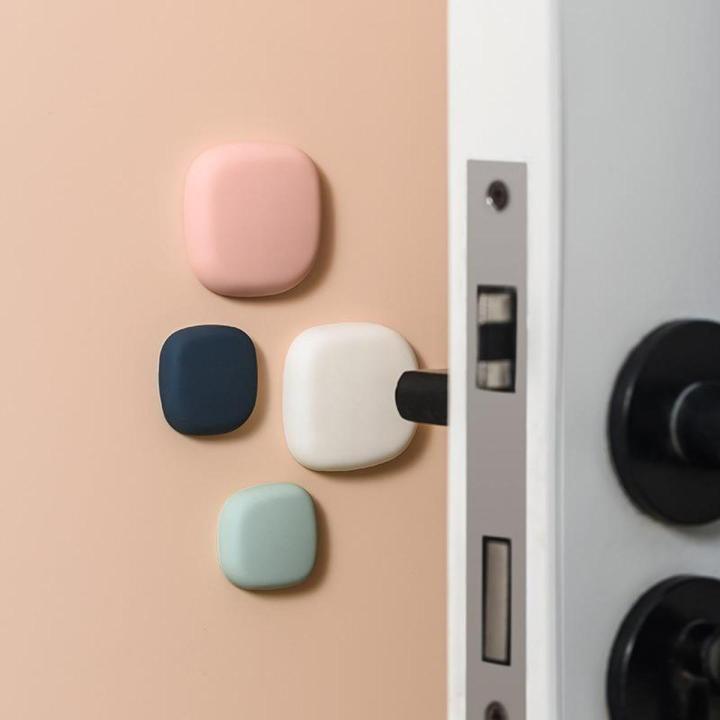 4Pcs Cobblestone Style Soft Silicone Wall Protector Mat Door Handle Bumper Protective Non-slip Self-adhesive Doors Stop Muffler