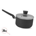 Stone Marble Coated Saucepan with Glass Lid – 16cm, 18cm, 20cm – 3 Layer Non-Stick. 