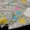 Beautiful New Dress Stuff Paper Cotton Suite With Beautiful Flower Design Same Dupatta New Design Trouser White Plain Dress For Girls Wedding Collection. 