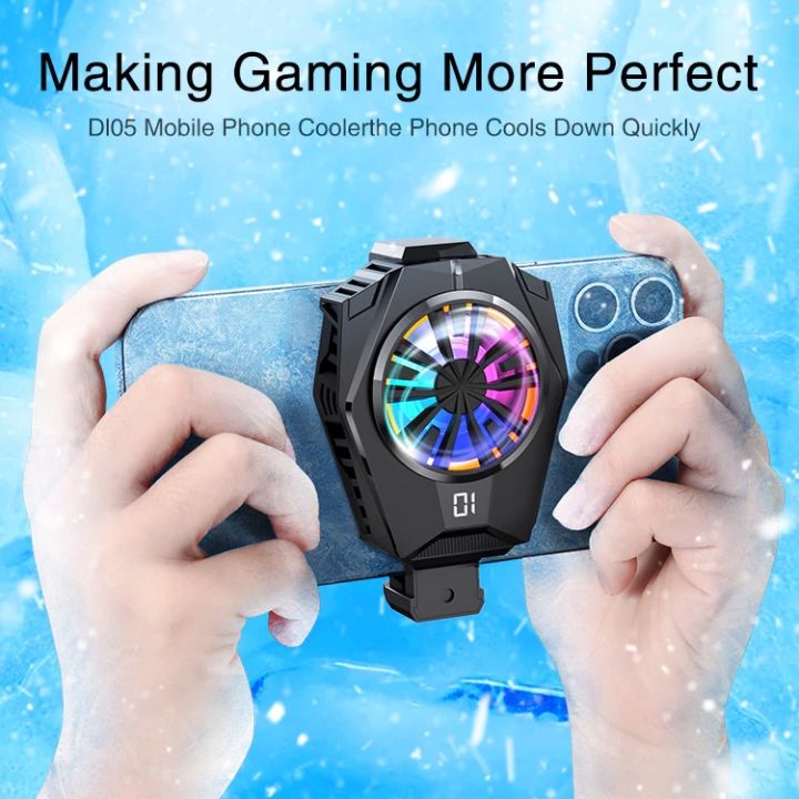 MEMO DL05 Phone Radiator Phone Cooling Fan Semi-Conductor With Temperature Display Portable Mini PUBG Phone Cooler Fan For Smartphone/Gaming