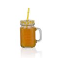 2 Pieces Mason Glass Jar Mug With Straw - 430 ML. 