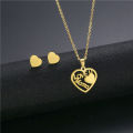 Fashion Jewelry Gold Plated Stainless Steel Necklace And Earrings Jewelry Set For Women. 