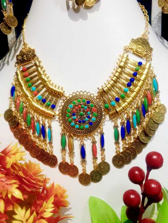 Gold%20Plated%20Multicolor%20Afghan%20Style%20Necklace%20Set%20with%20Coins%20%E2%80%93%20Traditional%20Handmade%20Ethnic%20Jewelry%20-%20Image%2010