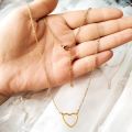 【Hengli jewelry story】Simple Luxury Heart Necklace Mini Heart Chocker Women Hollow Stainless Steel Pendant Necklace. 