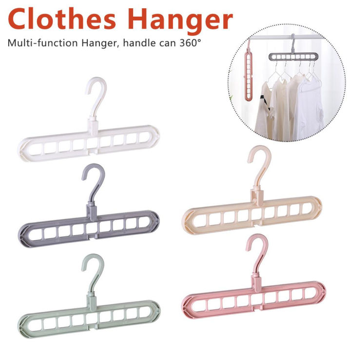 Pack of 3 - Multi-port 360 Rotation 9 Holes Plastic Storage Clothes Hanger Space Saving Hanger Organizer Multipurpose Cloth Clothes