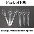 Disposable Spoons Transparent Plastic Spoons - Pack of 100. 