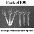 Disposable Spoons Transparent Plastic Spoons - Pack of 100. 