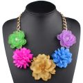 Claire Jin Trendy Mix and Match Different Kinds Five Flowers Necklace Women Exaggerated Jelly Clear Fashion Choker Party Jewelry. 