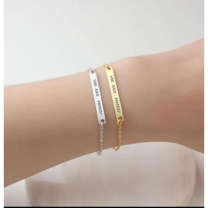 Engraved Stainless Steel Bracelet Custom Coordinate Cuffs For Men Mantra Bracelet