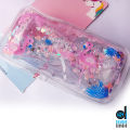 Pack of 2 Cute Unicorn and Flamingo Glitter Liquid Pencil Case High Capacity Pencil Bag Transparent Glitter Pencil case For Girls Pen Box School Supplies| Cute stationary items for girls. 