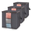 Large Foldable Storage Bag Organizer Clothes Storage Container for Blanket Comforter Clothing Bedding with Durable Handles, Grey. 