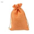 10pcs Linen Drawstring Bags Wedding Party Gift Bag Pouches Orange,10x14cm. 