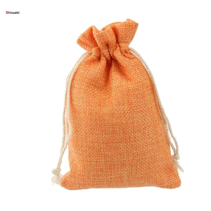 10pcs%20Linen%20Drawstring%20Bags%20Wedding%20Party%20Gift%20Bag%20Pouches%20Orange,10x14cm%20-%20Image%203