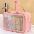 Upgrade Your Travel Routine with Our Premium Quality Toiletries Organizer Makeup Bag! Extra Large, Waterproof, Portable Cosmetic Case Made of Leather & Transparent Material. 