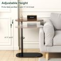 Modern Space-Saving Adjustable Height C Shaped Table – Perfect Sofa Side Table for Small Living Areas, Bedrooms and Office Corners. 