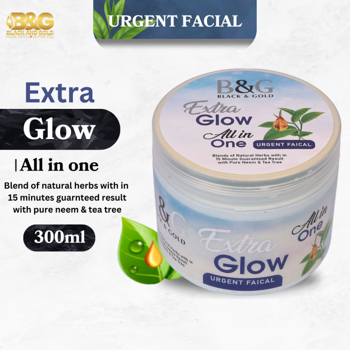 Black & Gold Extra Glow Urgent Facial All In One Jar 300ml - Urgent Facial - B&G Urgent Facial Jar