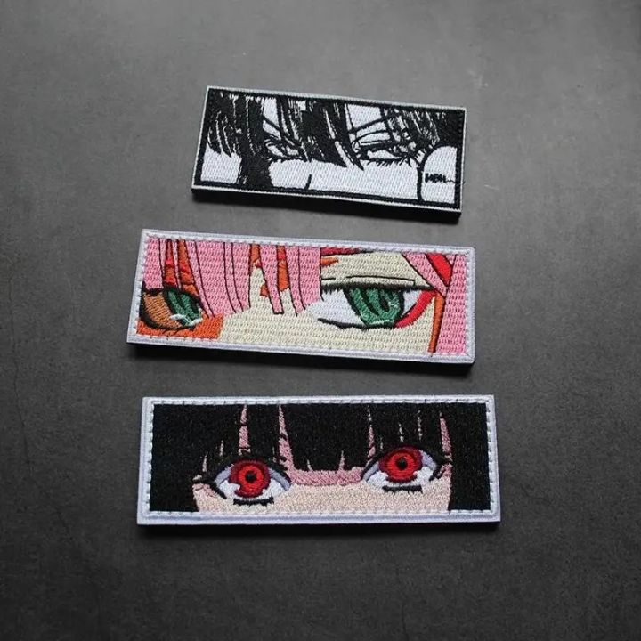 Full Embroidery Anime Patch Two-dimensional Girl Eyes Half Face Personality Armband Tactical Bag Sticker Custom Patch