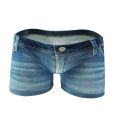Men Comfortable Breathable Big Pouch Sports Ice Silk 3D Denim Printed Shorts Jean Underwear Boxer Briefs. 