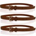 Thin Leather Belt for Women, Black/Brown, Stylish Dress & Jeans Waist Strap. 