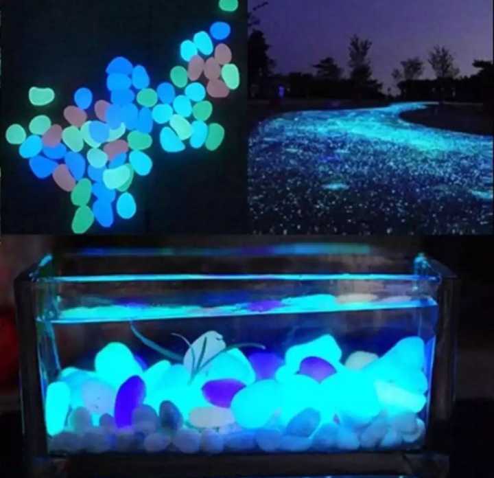 (BilalShop) 90 Pcs Glow In The Dark Stones Pebbles Aquarium Plants Fairy Mini Garden
