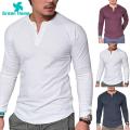 Green Home Men T-shirt Buttons Men Cotton T-shirt. 