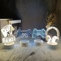 LED Night Lamp USB Powered Gaming Room Desk Setup Lighting Decor Warm White Color Bedroom Cartoon Table Light Gift for Birthday. 
