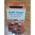 Audio Power Hearing Aid Battery, audiopower hearinh aid battery cell, Hearing Aid Battery cell size A13, Hearing Aids Batteries, A13 battery cell, hearing aid battery cell, audio power hearing aid battery cell, Zinc Air Battery Cell, A13 Battery. 